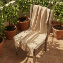 Baumwolldecke \'Denisa Fishbone\' 130 x 170 cm – Beige/Weiß