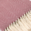 Baumwolldecke \'Denisa Fishbone\' 130 x 170 cm – Rot/Weiß