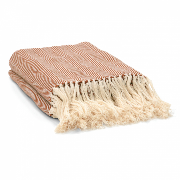 Baumwolldecke \'Denisa Fishbone\' 130 x 170 cm – Braun/Weiß in der Gruppe Einrichtung / Textilien / Teppiche & Decken bei Reforma (V10201747)