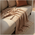 Baumwolldecke \'Denisa Fishbone\' 130 x 170 cm – Braun/Weiß