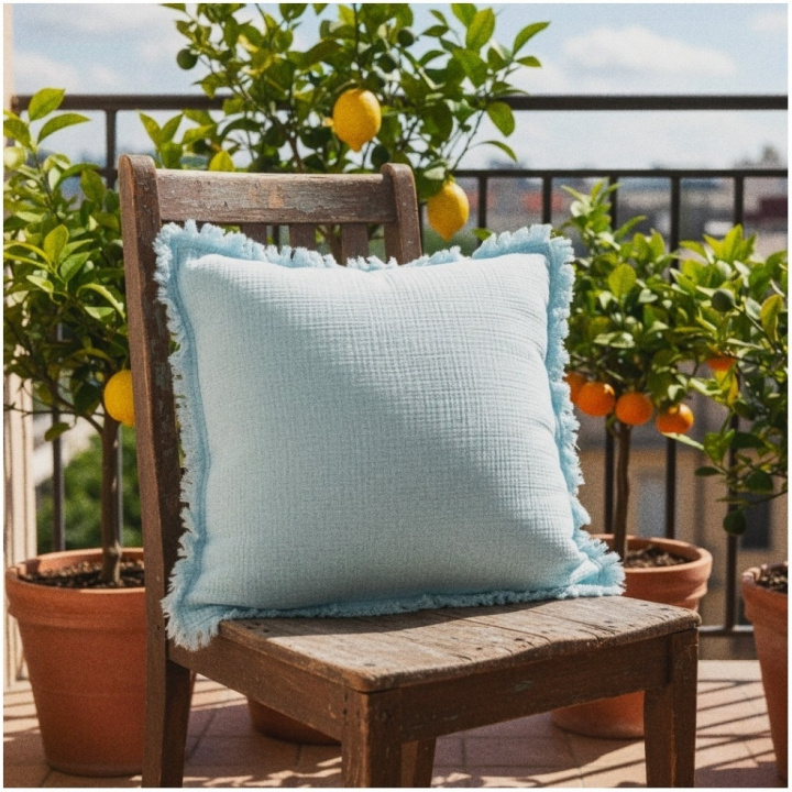 Kissenbezug \'Dorena\' 45x45cm – Blau in der Gruppe Einrichtung / Textilien / Kissenbezug bei Reforma (V10201748)