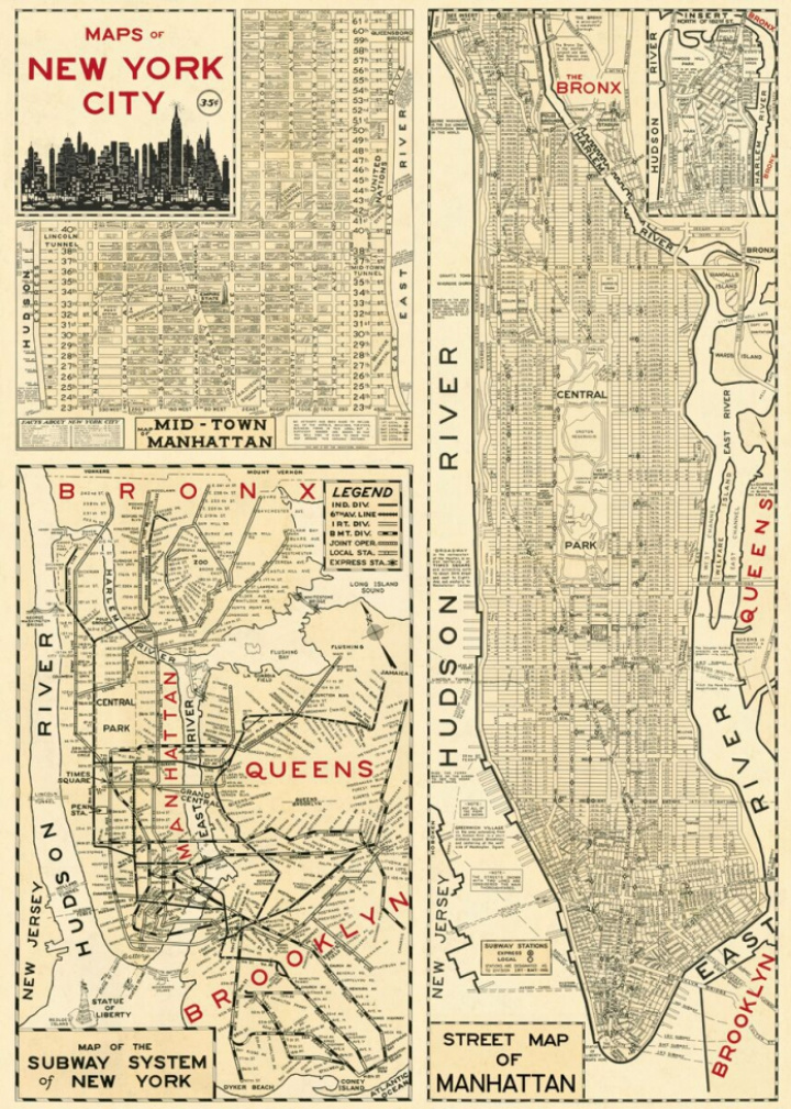 Plakat - Karte von New York