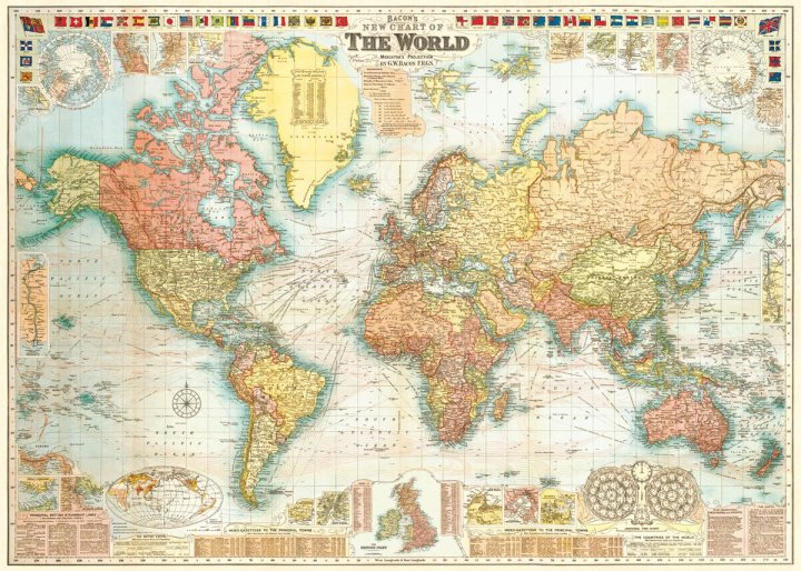 Poster - Vintage Weltkarte 5 in der Gruppe DEKORATION / Poster & Prints / Poster 50 x 70 cm bei Reforma (WRAP_MAPWRD5)