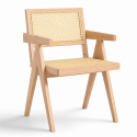 Sessel \'Jean\' - Weiß pigmentierte Eiche/Rattan