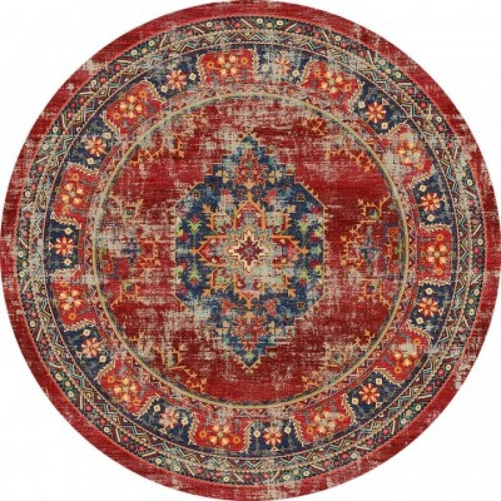 Runder Teppich \'Soussi\' 120cm - Rot/Mehrfarbig in der Gruppe Einrichtung / Teppiche / Gewebte Teppiche bei Reforma (X10116418)