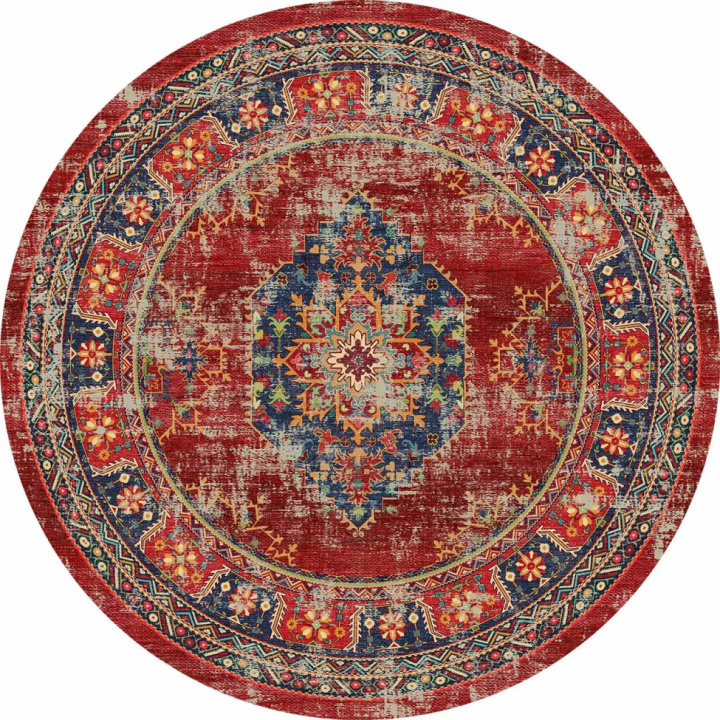 Runder Teppich \'Soussi\' 200cm - Rot/Mehrfarbig in der Gruppe Einrichtung / Teppiche / Gewebte Teppiche bei Reforma (X10116420)