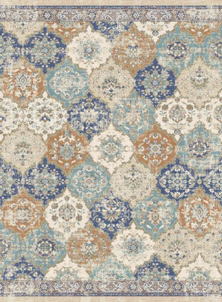 Wilton-Teppich \'Bohemia\' 80x150cm – Blau/Mehrfarbig in der Gruppe Einrichtung bei Reforma (X10116468)