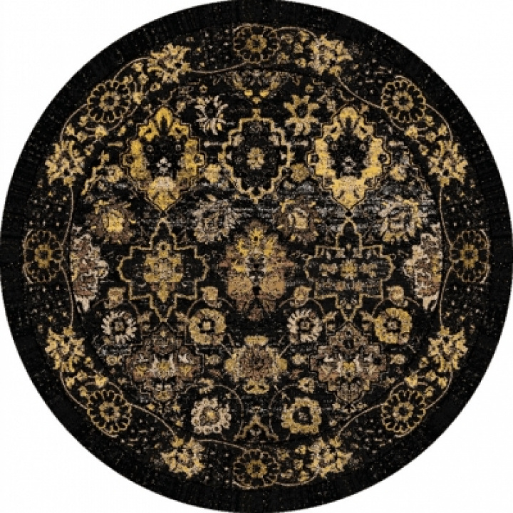 Runder Teppich \'Fernana\' 120cm - Schwarz/Gold in der Gruppe Einrichtung / Teppiche / Gewebte Teppiche bei Reforma (X10116741)