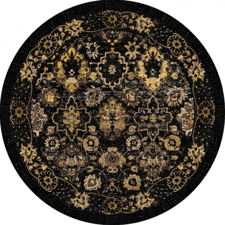 Runder Teppich \'Fernana\' 160cm – Schwarz/Gold in der Gruppe Einrichtung / Teppiche / Gewebte Teppiche bei Reforma (X10116742)