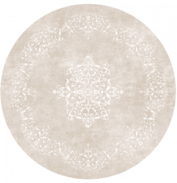 Runder Teppich \'Santi\' 240cm - Beige/Weiß in der Gruppe Einrichtung / Teppiche / Gewebte Teppiche bei Reforma (X10116907)