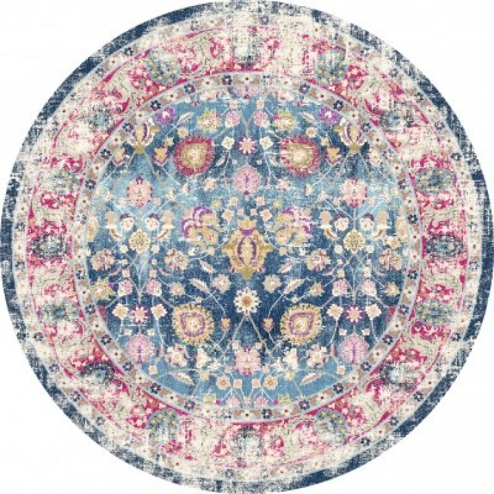 Runder Teppich \'Bouhjar\' 160cm – Blau/Rosa/Mehrfarbig in der Gruppe Einrichtung / Teppiche / Gewebte Teppiche bei Reforma (X10116937)