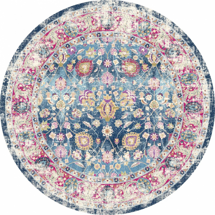 Runder Teppich \'Bouhjar\' 250cm – Blau/Rosa/Mehrfarbig in der Gruppe Einrichtung / Teppiche / Gewebte Teppiche bei Reforma (X10116939)