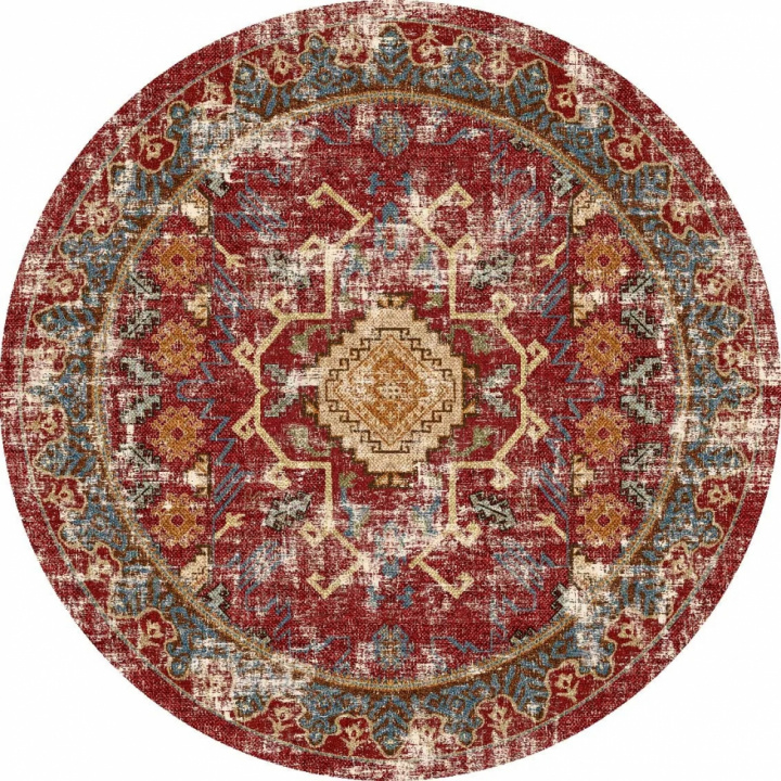 Runder Teppich \'Idri\' 120cm – Rot/Mehrfarbig in der Gruppe Einrichtung / Teppiche / Gewebte Teppiche bei Reforma (X10117098)