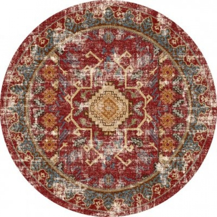 Runder Teppich \'Idri\' 240cm – Rot/Mehrfarbig in der Gruppe Einrichtung / Teppiche / Gewebte Teppiche bei Reforma (X10117101)