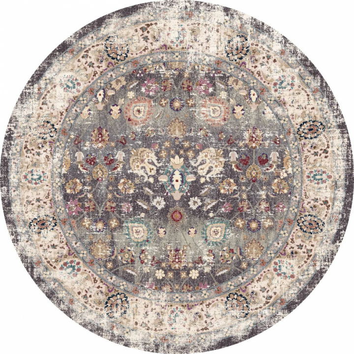Runder Teppich \'Bouhjar\' 120cm – Grau/Mehrfarbig in der Gruppe Einrichtung / Teppiche / Gewebte Teppiche bei Reforma (X10117507)