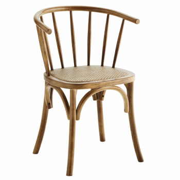 Stuhl mit Armlehnen - Holz / Rattan