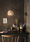 Stuhl mit Armlehnen - Holz / Rattan