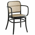 Stuhl mit Armlehnen - Schwarz / Rattan