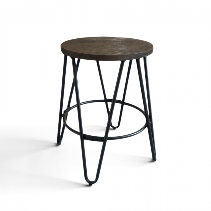 Hocker 'Rustik' 45cm - Holz/Stahl